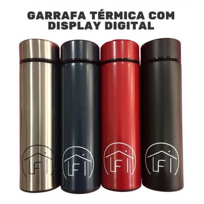 Garrafa De Inox Térmica Com Display Digital Vermelha