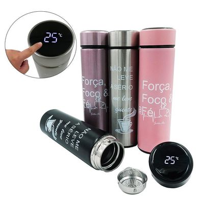 Garrafa Termômetro Térmica Inox Display Led A Vácuo Preto