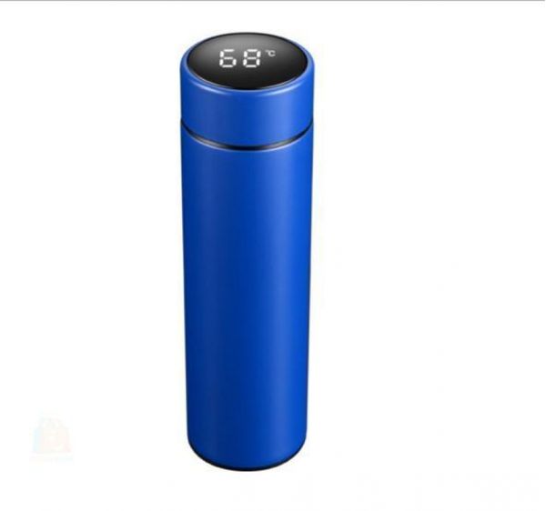Garrafa Térmica Azul Visor De Temperatura Display Led 480Ml