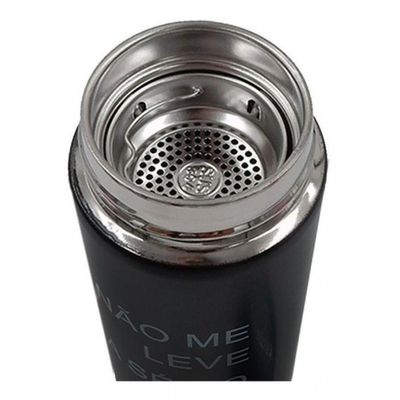 Garrafa Termômetro Térmica Inox Display Led A Vácuo Preto