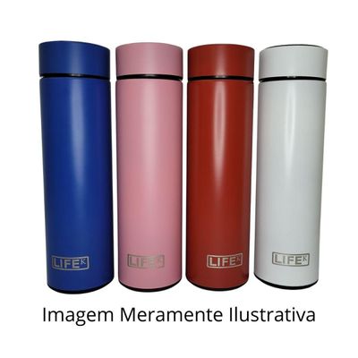Garrafa Térmica Com Display De Temperatura 480Ml Vermelha