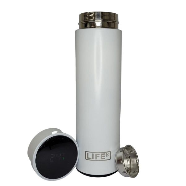 Garrafa Térmica Com Display De Temperatura Branca 480Ml