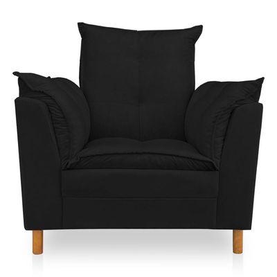 Kit Poltrona Amamentação Sara + Puff Suede Preto Dal Poz Estofados