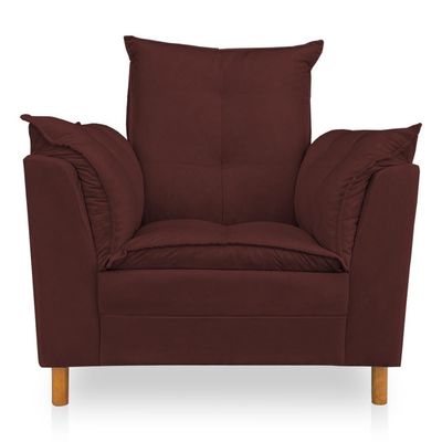 Kit Poltrona Amamentação Sara + Puff Suede Marsala Dal Poz Estofados