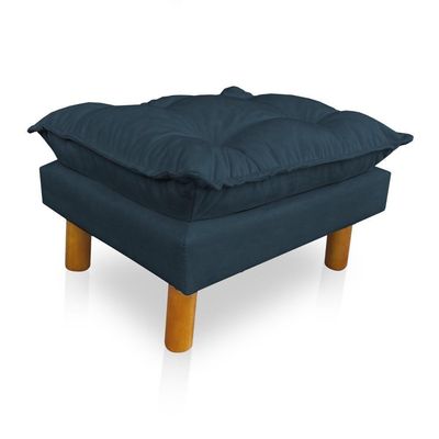 Kit Poltrona Amamentação Sara + Puff Suede Azul Marinho Dal Poz Estofados