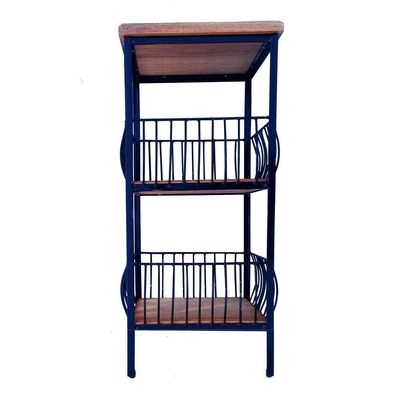 Fruteira De Ferro E Madeira 2 Andares Com Ladrilho Hidráulico Artesanal Ladrilho D1