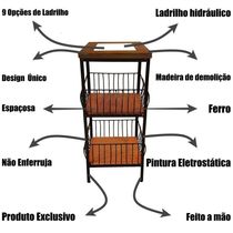 Fruteira De Ferro E Madeira 2 Andares Com Ladrilho Hidráulico Artesanal Ladrilho A1