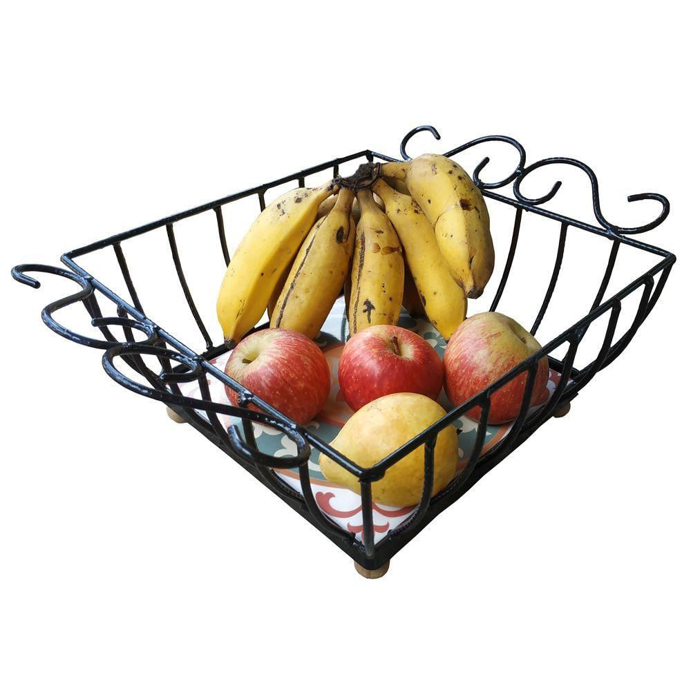 Fruteira De Mesa Ferro E Azulejo Quadrada Grande Pra Cozinha Azulejo G5