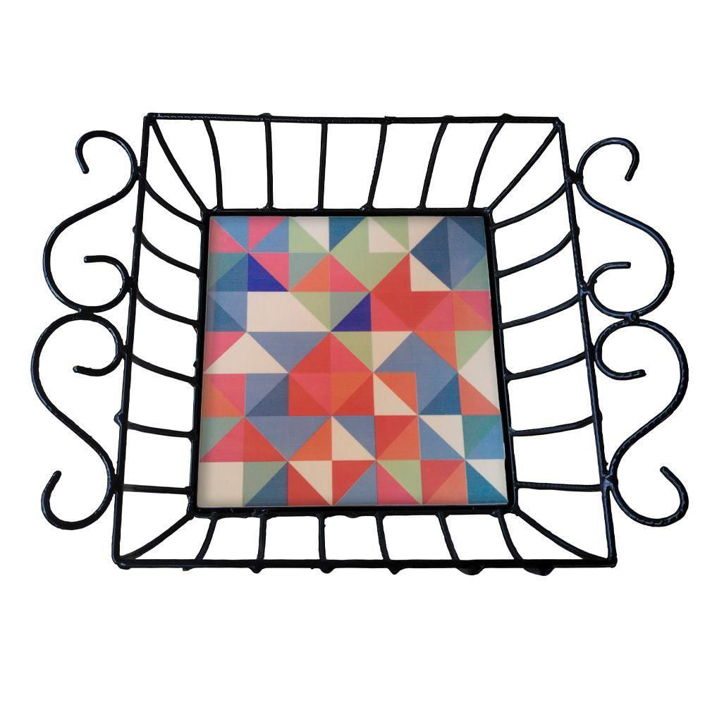 Fruteira De Mesa Ferro E Azulejo Quadrada Grande Pra Cozinha Azulejo G7