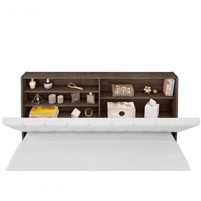 Cabeceira Box Casal Isis Chocolate Com Capitonê Branco