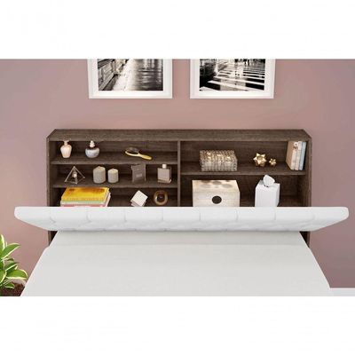 Cabeceira Box Casal Isis Chocolate Com Capitonê Branco