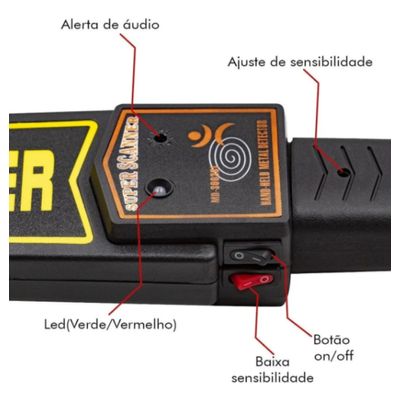 DETECTOR DE METAIS COM CARREGADOR E BATERIA RECARREGÁVEL