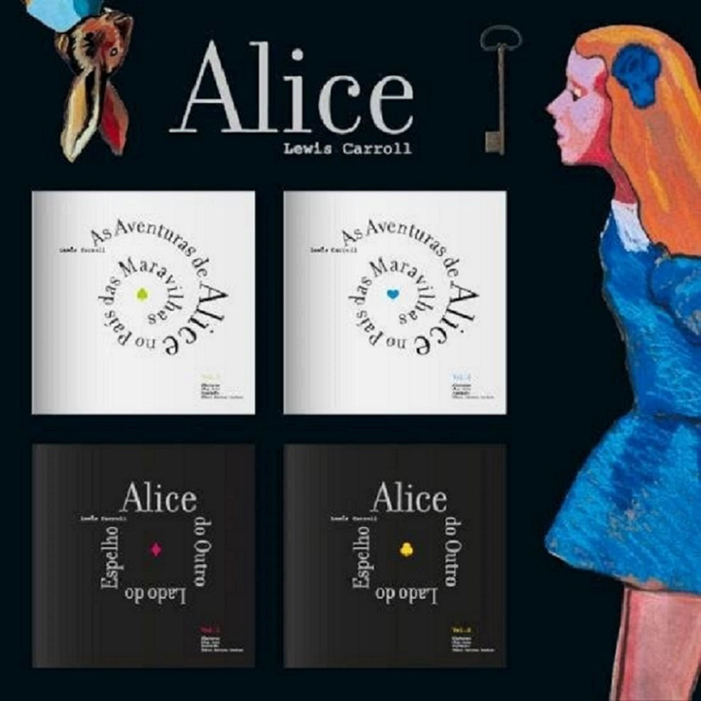 Caixa Alice Lewis Carrol 4 Volumes Editora Expresso Importado Portugal Publicado em 2010 Capa Comum