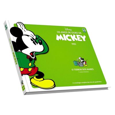 Anos de Ouro de Mickey : O Terror dos Mares Walt Disney Edição de Colecionador Editora Abril Tiras de 1935 Capa Dura