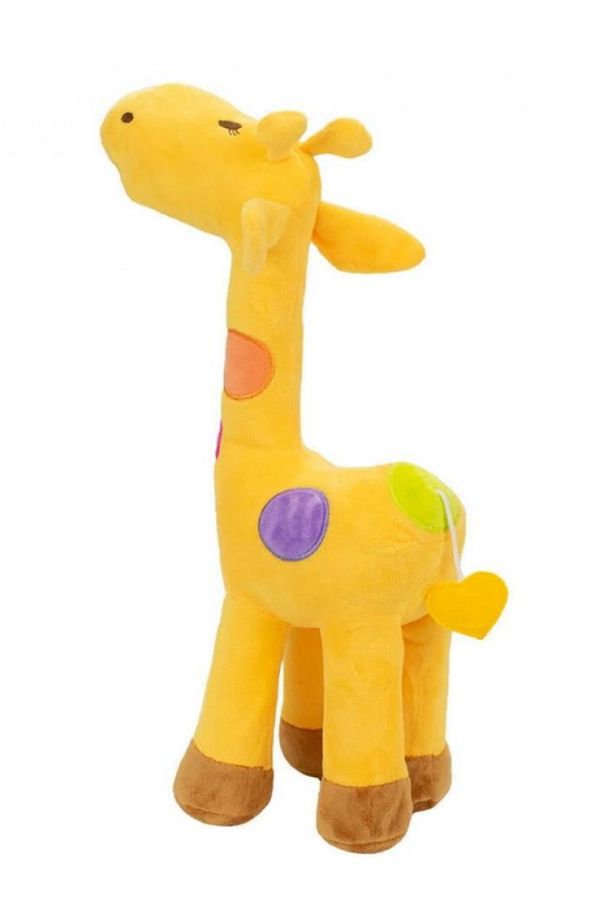 Pelúcia Girafa Amarela Com Pintas Coloridas 34 cm