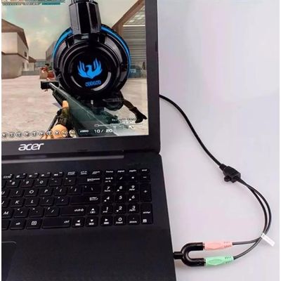 Adaptador Y P3 P2 Fone Microfone Ps4 Xbox Headset Preto