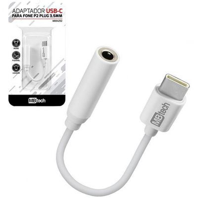 Adaptador Tipo C X P2 Branco 10,5Cm Na Cartela