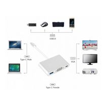 Adaptador Usb 3.1 Tipo C Thunderbolt 3.0 2X Usb 3.0 Vga Usb