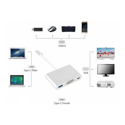 Adaptador Usb 3.1 Tipo C Thunderbolt 3.0 2X Usb 3.0 Vga Usb
