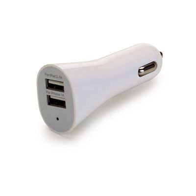 Carregador veicular USB duplo branco