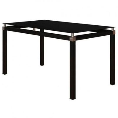 Jogo Mesa Vidro Preto 140cm 6 Cadeiras 118 Preto