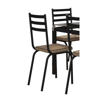 Jogo Mesa Vidro Preto 140cm 6 Cadeiras 118 Preto