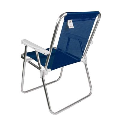 Kit 2 Cadeira De Praia Alta Sannet Em Alumínio Azul Mor