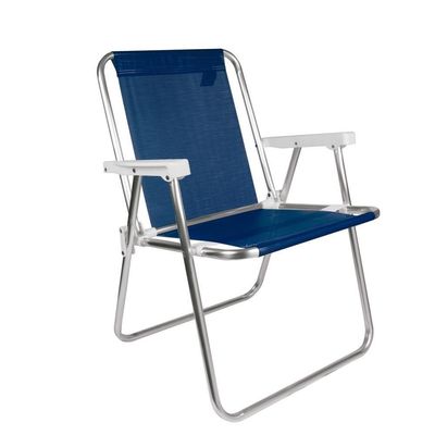 Kit 2 Cadeira De Praia Alta Sannet Em Alumínio Azul Mor