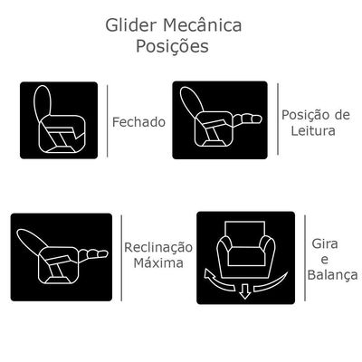 Poltrona Reclinável Giratória Glider Couro Bege