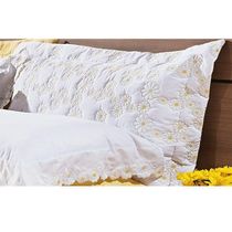 Kit Cobre Leito Casal 03 Peças Bordado Percal Branco