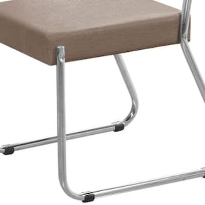 Cadeira Aço Nobre Claudia em Aço Carbono e Junco Sintético Suede - Cromada/Bege
