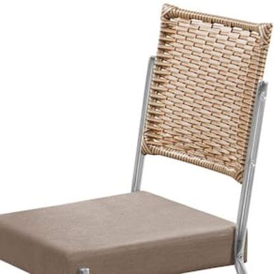 Cadeira Aço Nobre Claudia em Aço Carbono e Junco Sintético Suede - Cromada/Bege