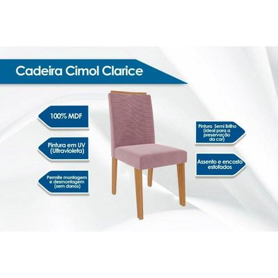 Cadeira Sala de Jantar Clarice Kit 4 Un Savana-Madeirado/Suede Joli Capuccino - Cimol
