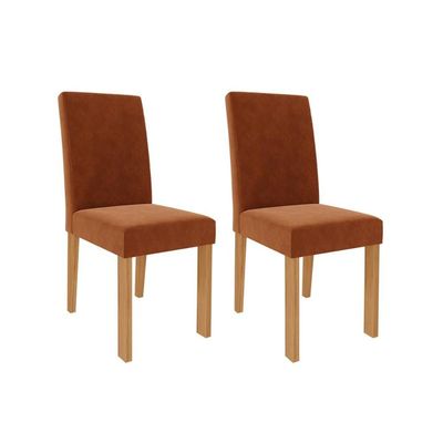 Cadeira Sala de Jantar Maia Kit 2 Un Cinamomo/Suede Mascavo Chocolate - Cimol