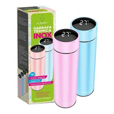 Garrafa Termica Inox 480Ml Display Digital Touch Screen