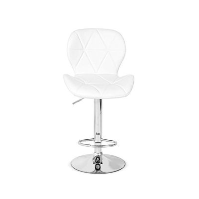 04 Banquetas Slim Couro Pu Regulagem de Altura Branca