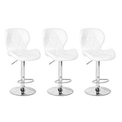 Conjunto 03 Banquetas Slim Couro Pu Branca