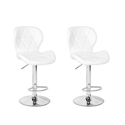 Conjunto 02 Banquetas Slim Couro Pu Regulagem Altura Branca