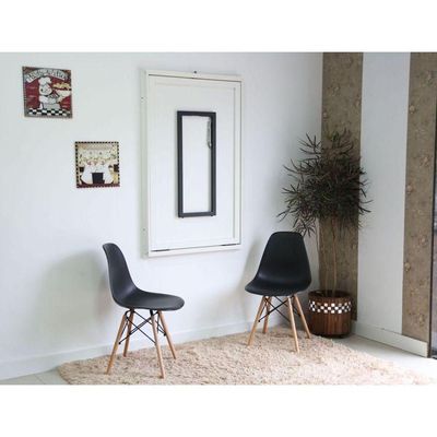 Mesa Dobrável Retrátil Branca + 2 Cadeiras Eames Preta