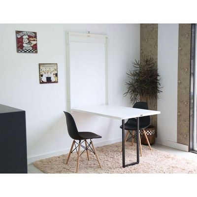 Mesa Dobrável Retrátil Branca + 2 Cadeiras Eames Preta