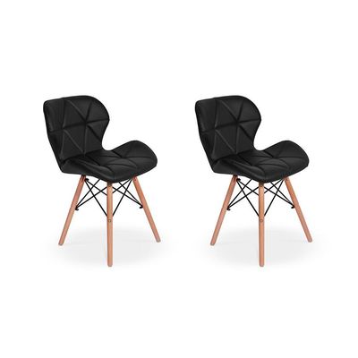 Conjunto 2 Cadeiras Estofada Charles Eames Eiffel Slim Preta