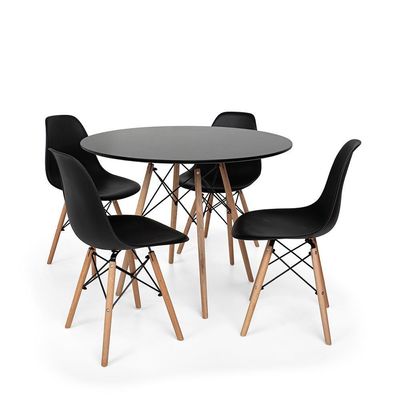 Conjunto Mesa Eiffel Preta 4 Cadeiras Charles Eames Preta