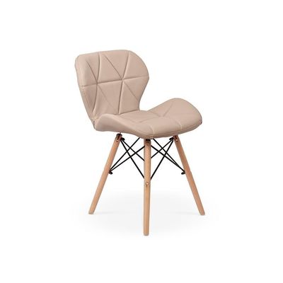 Kit 08 Cadeiras Charles Eames Eiffel Slim Wood Estofada Nude