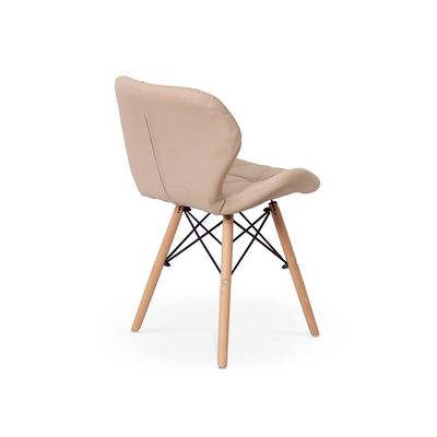 Kit 08 Cadeiras Charles Eames Eiffel Slim Wood Estofada Nude