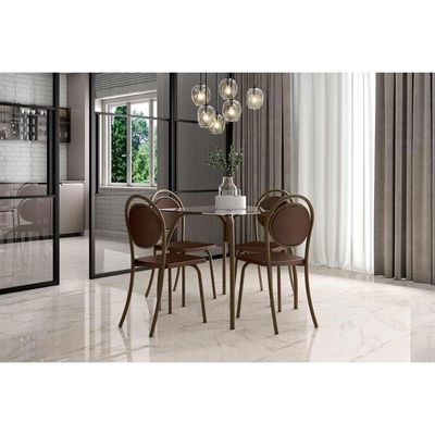 Cadeira Sala de Jantar 1738 Aço Kit 2 Uni Rose/Areia - Carraro