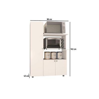 Balcão Multiuso Cozinha Âmbar 2 Fornos c/ 3 Portas 70cm Branco - Telasul