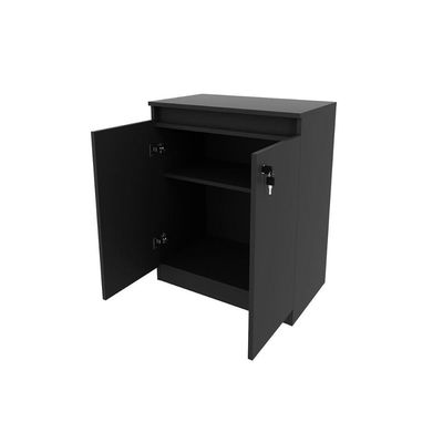 Balcão de Escritório ME4149 c/ 2 Portas c/ Chave Amêndoa/Preto - Tecno Mobili