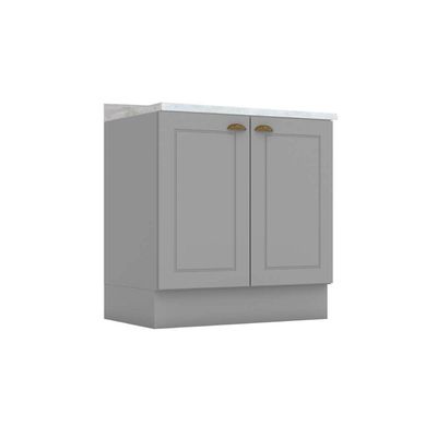 Balcão de Cozinha Americana 2 Portas c/Tampo 80cm Cinza - Henn