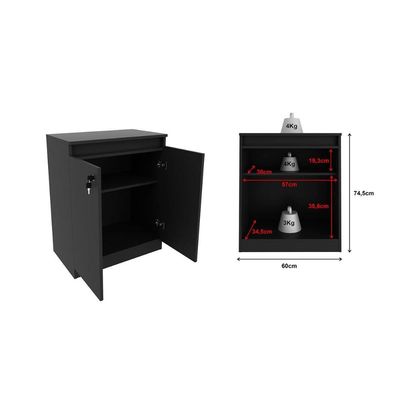 Balcão de Escritório ME4149 c/ 2 Portas c/ Chave Amêndoa - Tecno Mobili