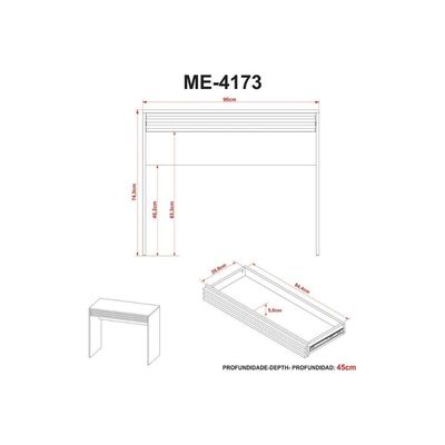 Escrivaninha p/ Escritório c/ Gaveta Ripada ME4173 Amêndoa - Tecno Mobili